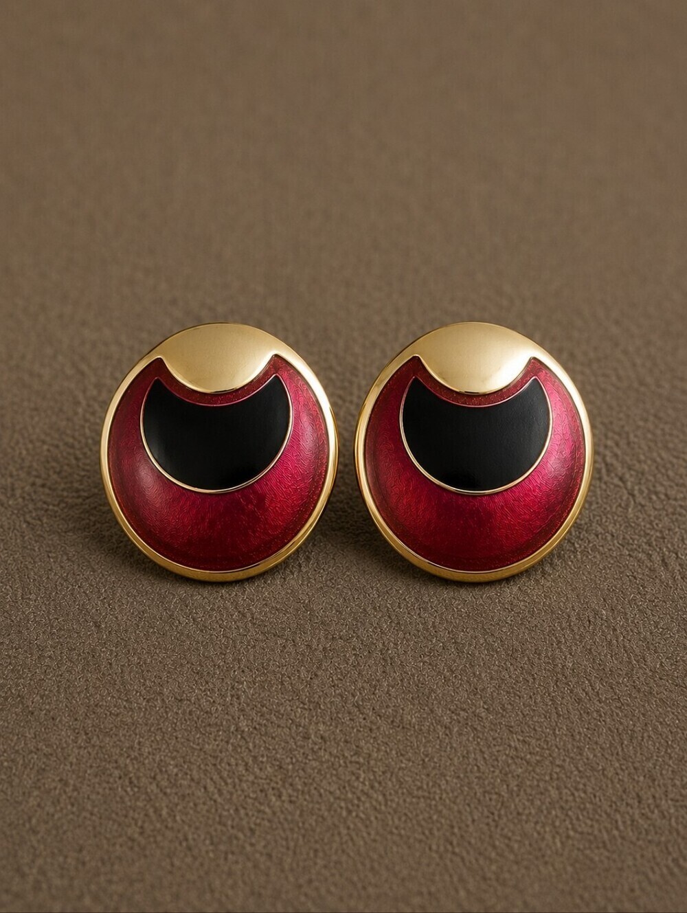 3/$30 VTG Estate Enamel Circle Nebula Punk Post Earrings